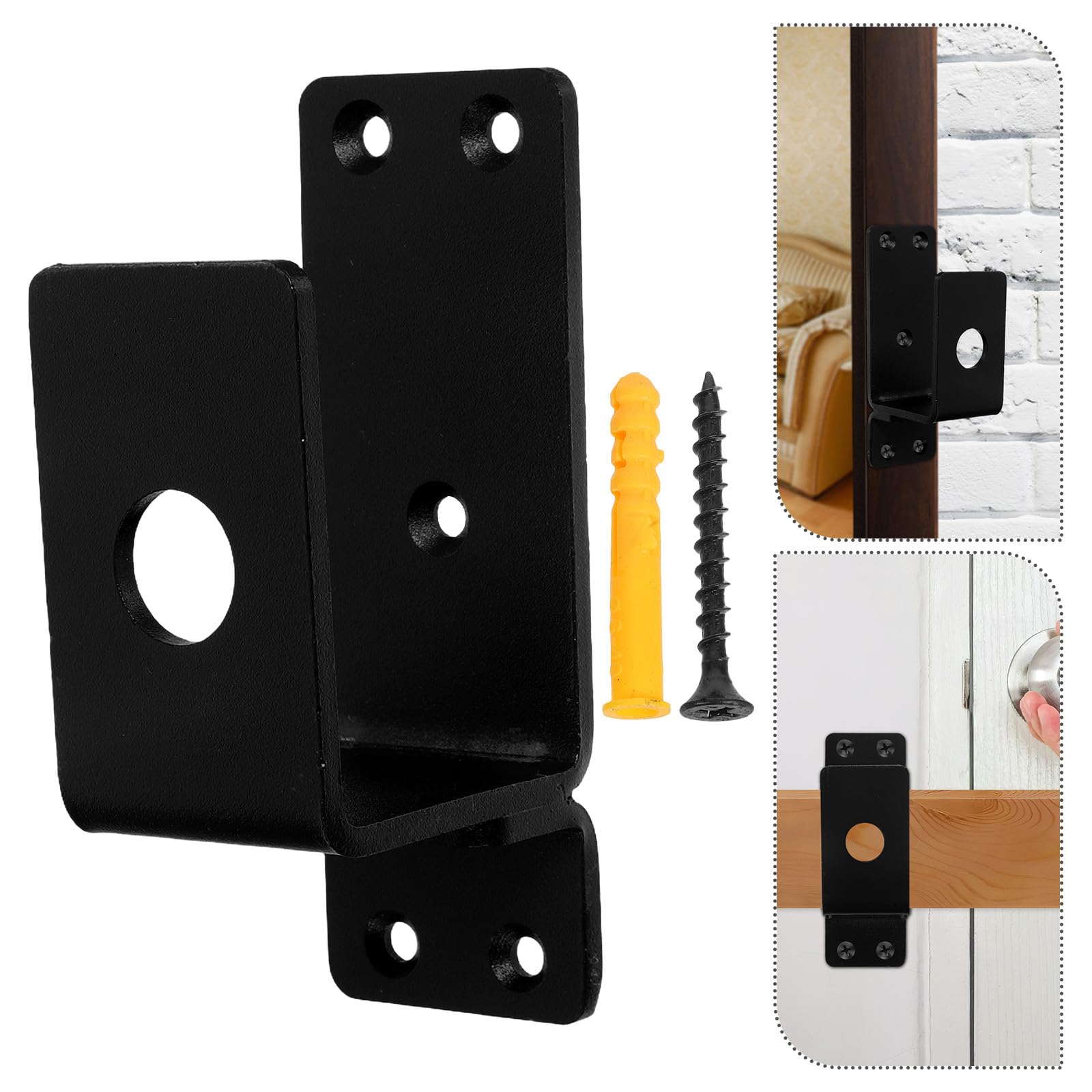 Générique Support de Porte Robuste en Acier Noir Lot de 2 set de Barres de Renfort Réglables pour Sécurité Domestique Tiges de Verrouillage pour Portes pour Maison Bureau et Placard –