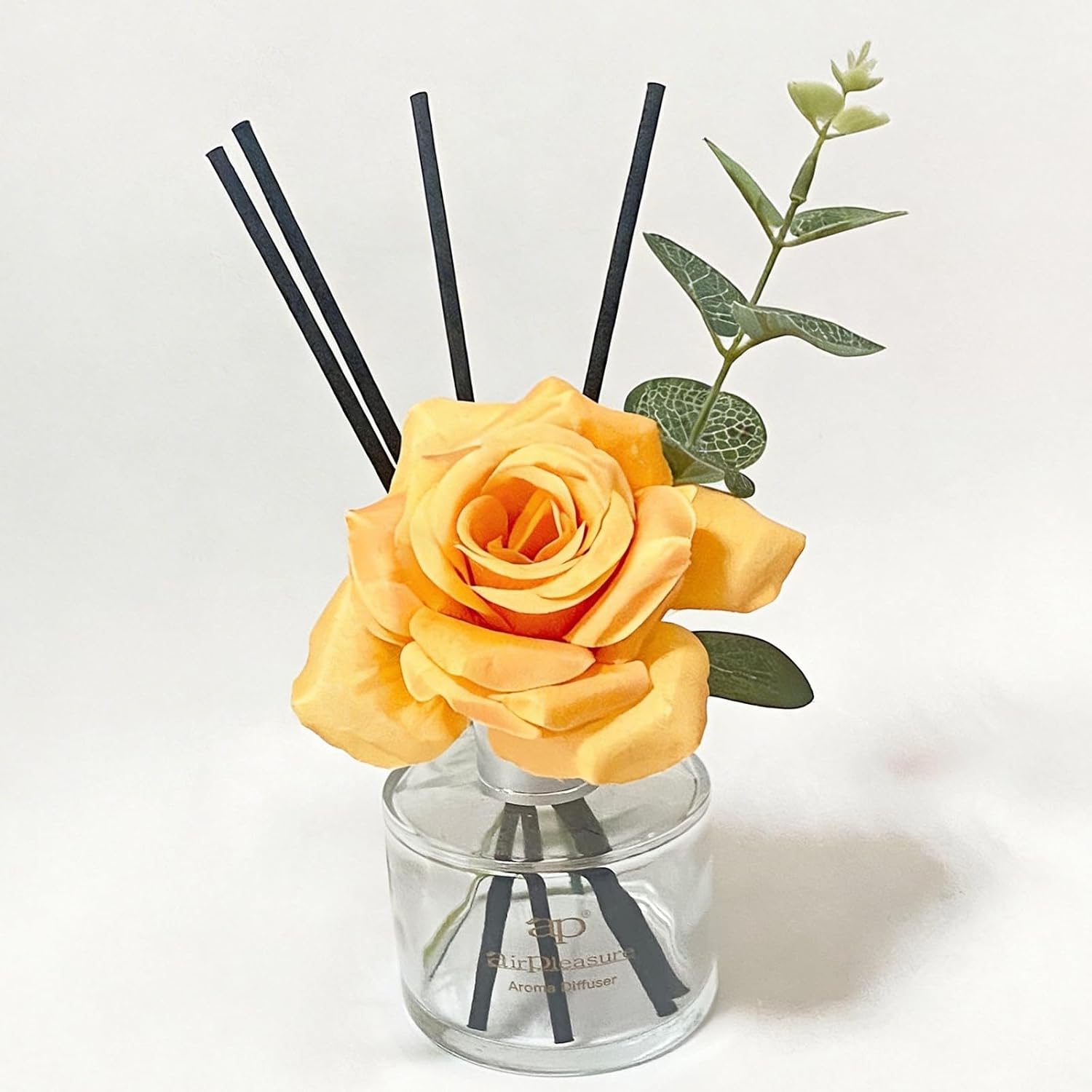 Reed Diffuser Set with 6.09 fl oz Orange Scent Essential Oils, Dried Flower, Artificial Leaf & 6 Diffuser Sticks, Long Lasting Fragrance Diffusers for Bathroom Bedroom Home Decor