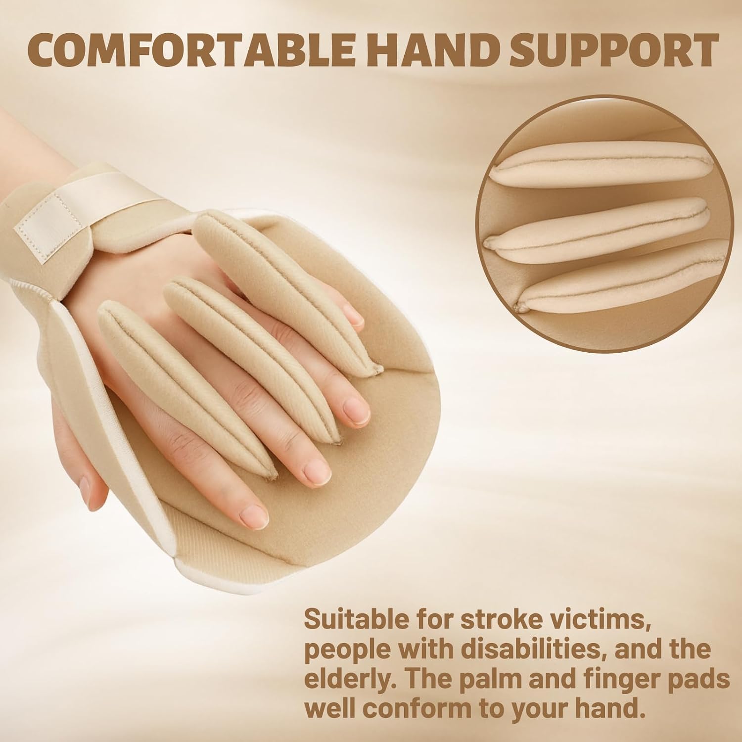 TrelaCo 2 Pcs Sof-foam Palm Protector for Left Hand Foam Contracture Cushion Prevention Gloves Palm Guard Protection Pad with Finger Separators for Left Hands Stroke Disabled Elderly Support Fingers