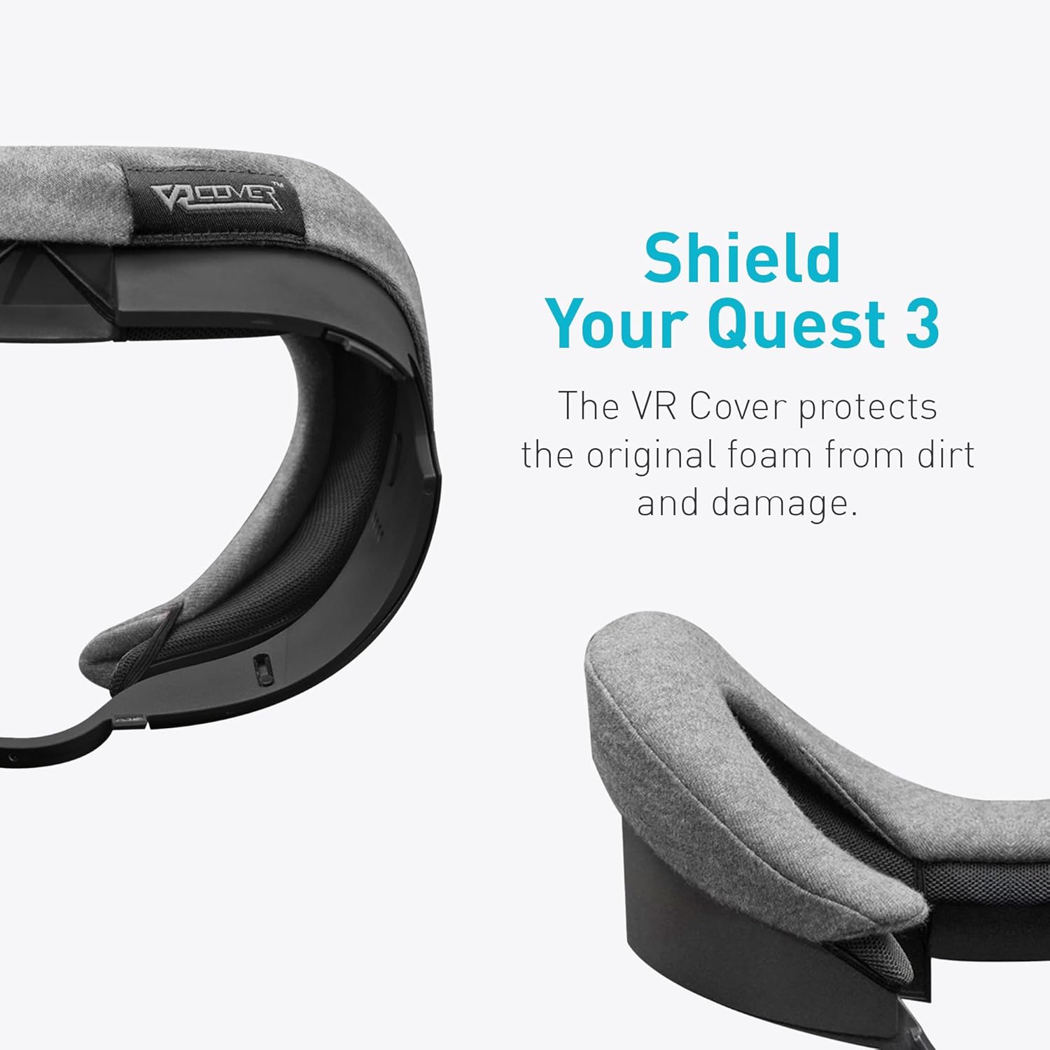VR Cover for Meta Quest 3 - Washable Hygienic Cotton Cover (Dark Grey, 2 pcs)