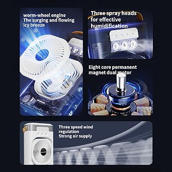 Portable Air Conditioner Desktop Cooling Fanwith 3 Speed 120°Adjustable and Light Quiet Evaporative Air Cooler for Bedroom,Office, Camping