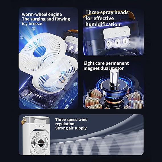 Portable Air Conditioner Desktop Cooling Fanwith 3 Speed 120°Adjustable and Light Quiet Evaporative Air Cooler for Bedroom,Office, Camping