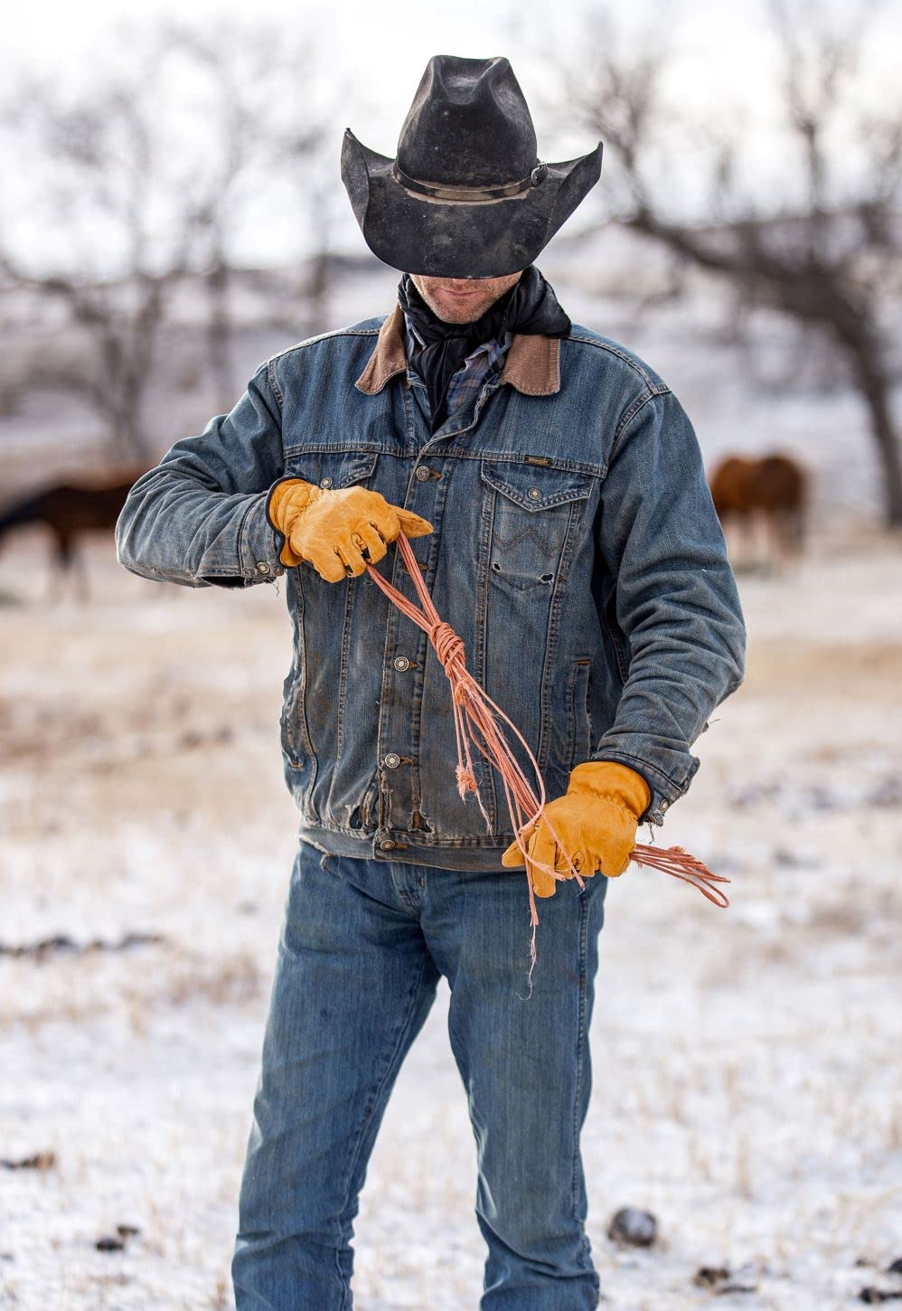 Bear Knuckles | Guantes de trabajo de invierno | Cuero de vacuno | Aislamiento polar y resistente al agua | Diseño de dedos precurvados, Amarillo, Large