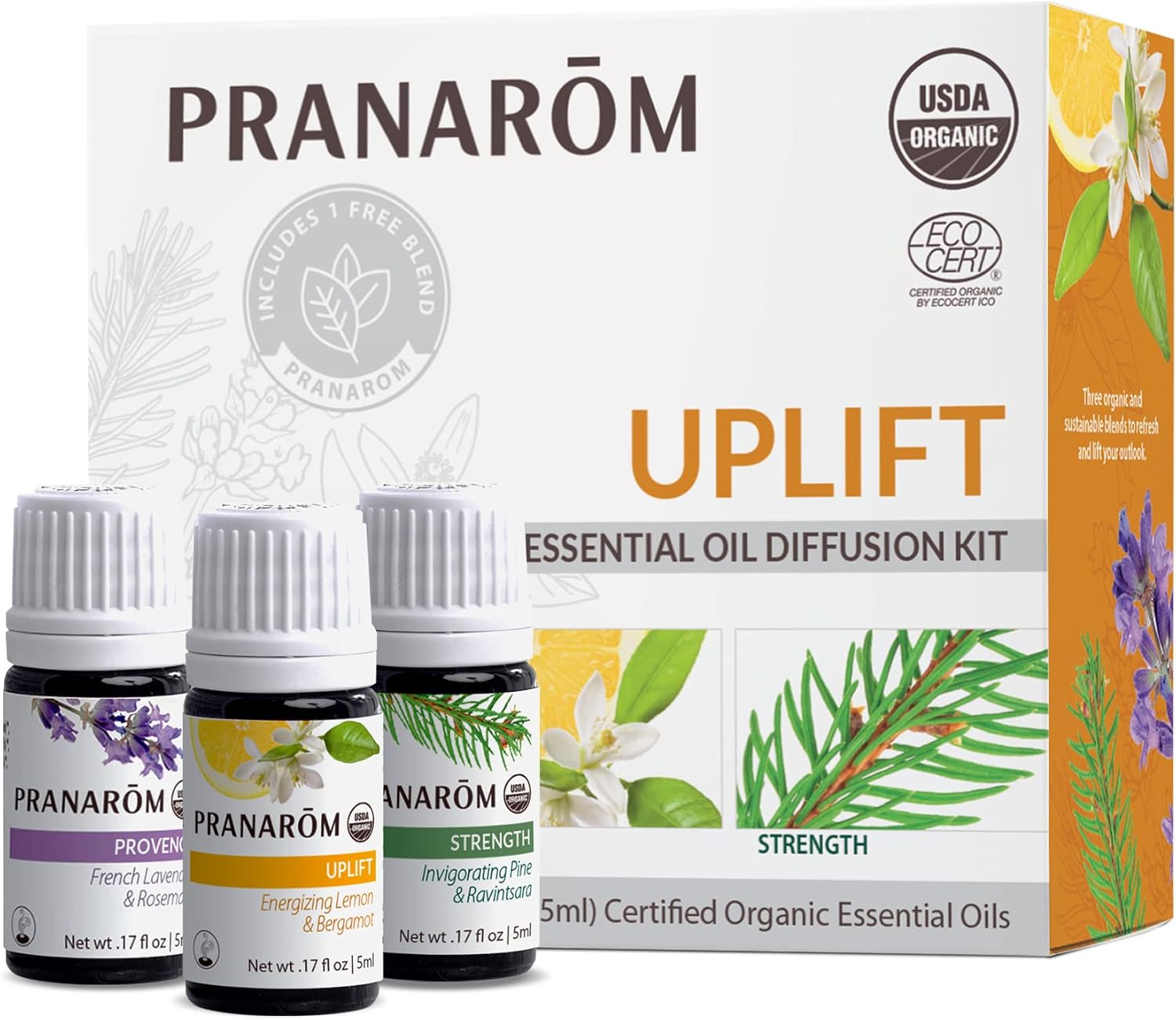 Pranarom - Top 5 Essential Oil Kit (5-Pack of 5ml) - Lavender, Peppermint, Tea Tree, Eucalyptus, and Lemongrass - 100% Pure Essential Oil | USDA and ECOCERT Certified Organic