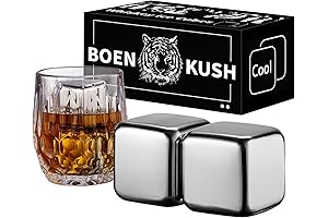 2 Large Whiskey Stones - Man Gift Set - Silver
