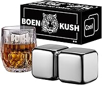 Vista 9 de 4 piedras grandes para whisky de 64 cm³ (4 pulg³) - Juego para regalo de hombre - Cubos esféricos de hielo de acero inoxidable reutilizables