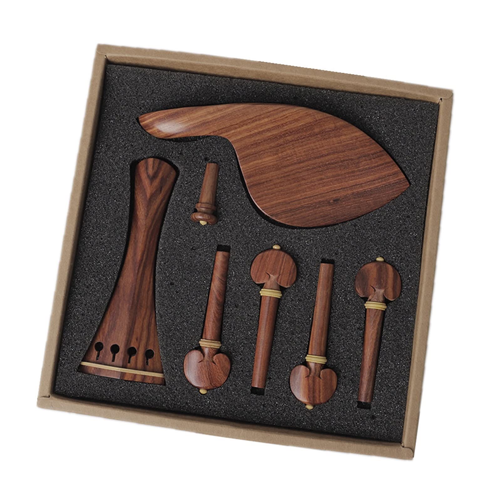 Piezas Repuesto violín 7 Unids/Set 4/4 Violín Peg Tailpiece Chin Rest End Pin Piezas Kit Caoba Tamaño Completo Violín Acesorios Violín