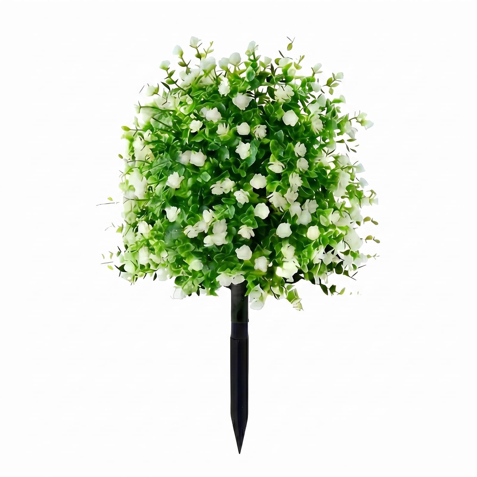 Artificial Potted Trees With Ground Stakes 45cm UV Resistant Faux Outdoor Flowers for Planters Realistic Artificial Bushes for Front Porch Garden Patio Yard Decor (6 pcs,White)