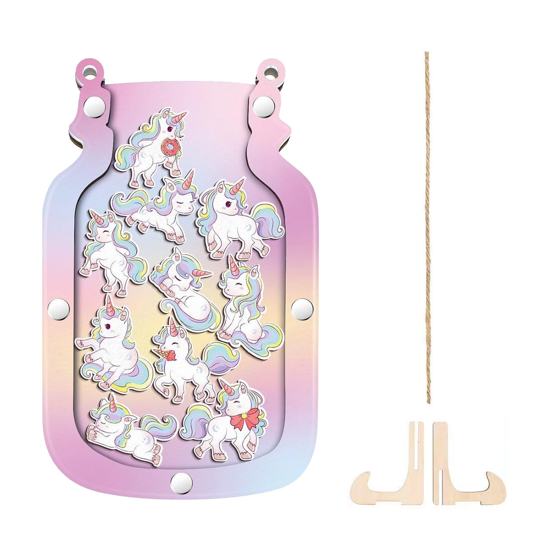 Wasise Kids Reward Jar - Good Behavior, Toddler Potty Training, Responsibility Chart for Kids at Home, Good Behavior Chart for Toddlers Boy and Girls, Wooden Points Reward Jar (UNICORN)