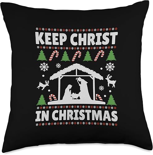 Christian Keep Christ in Christmas Throw Pillow, 18x18, Multicolor
