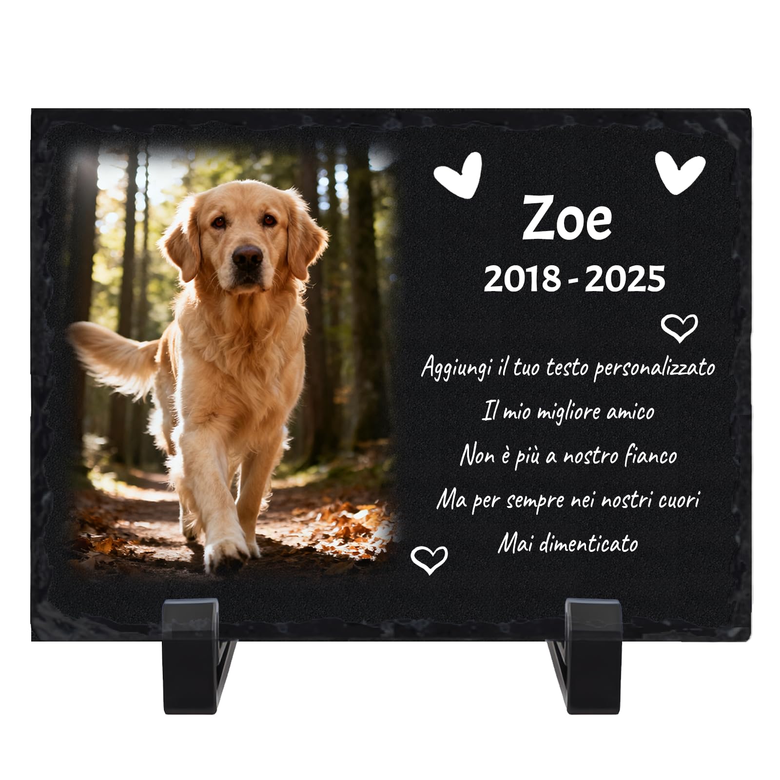 Targa Commemorativa in Ardesia per Cani, Cornice Fotografica Personalizzata, Regalo di Condoglianze per la Perdita di Animali