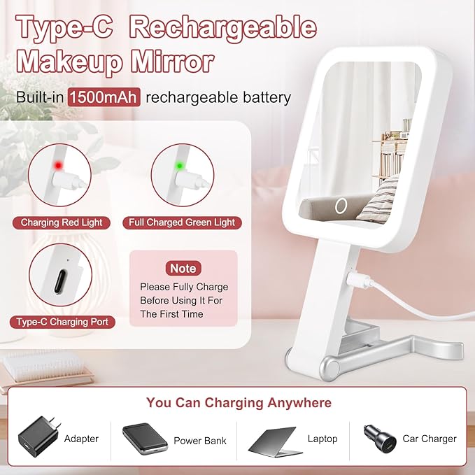 Espejo de Maquillaje Viajero con Luz DECLUTTR, 15X/1X miniatura 6