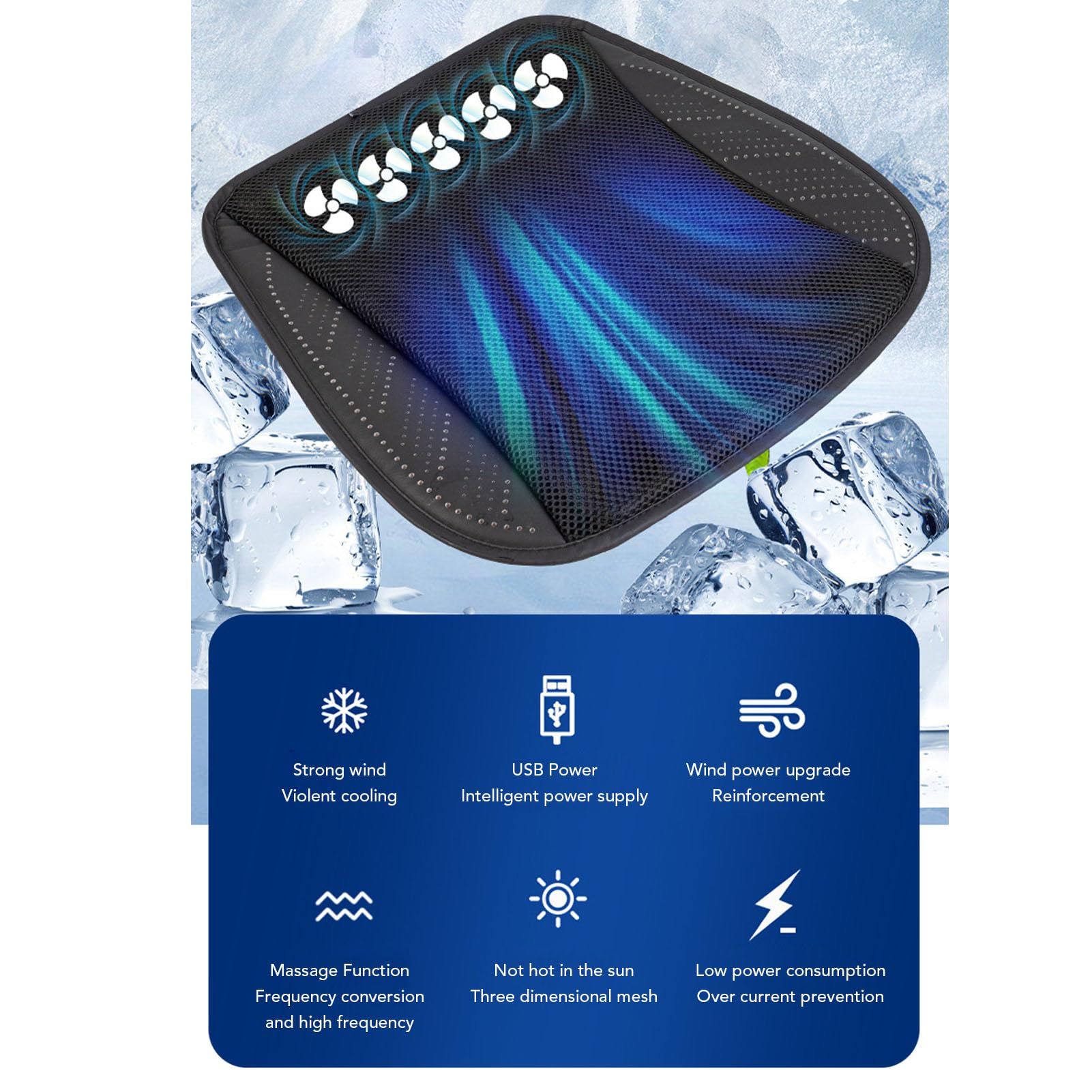 Sxhlseller Cuscino Sedile Ventilato con 8 Ventole USB, 3 Velocità (#1)