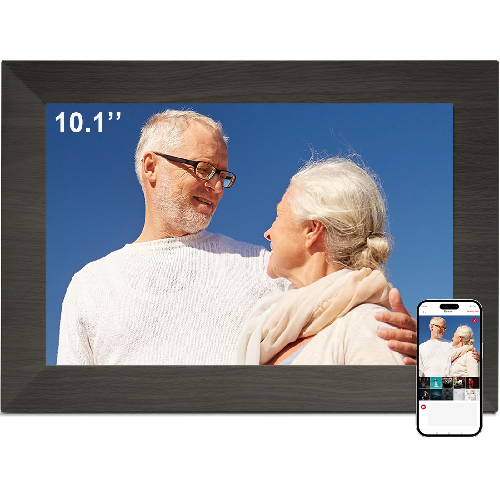BWJBSW 10.1 Inch Smart Digital Picture Frame with Wi-Fi 6, 32GB Storage, IPS Touch Screen, Auto-Rotation, Music Sync, Weather & Clock - Ideal Gift for