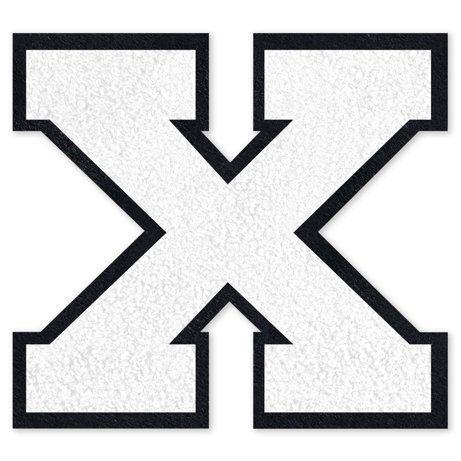 QianSiLi 6.5 Inch Chenille Iron On Letters for Clothes Varsity Letter Patches Embroidered Patch Iron On Patches for Clothing Jacket/Hoodie/Varsity (White,X) — image 1