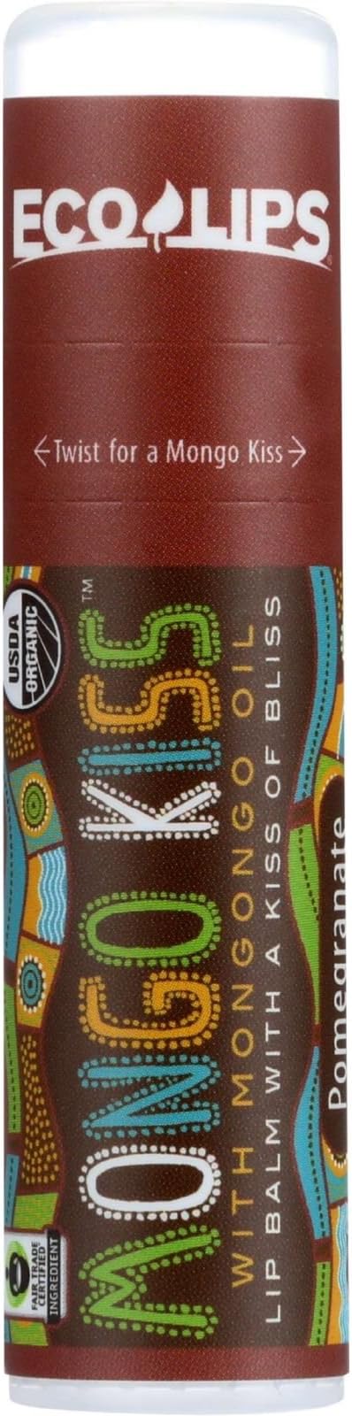 Mongo KissDisplay Center - Lip Balm - Organic - Eco Lips - Pomegranate - 0.25 oz - Case of 15USDA Organic