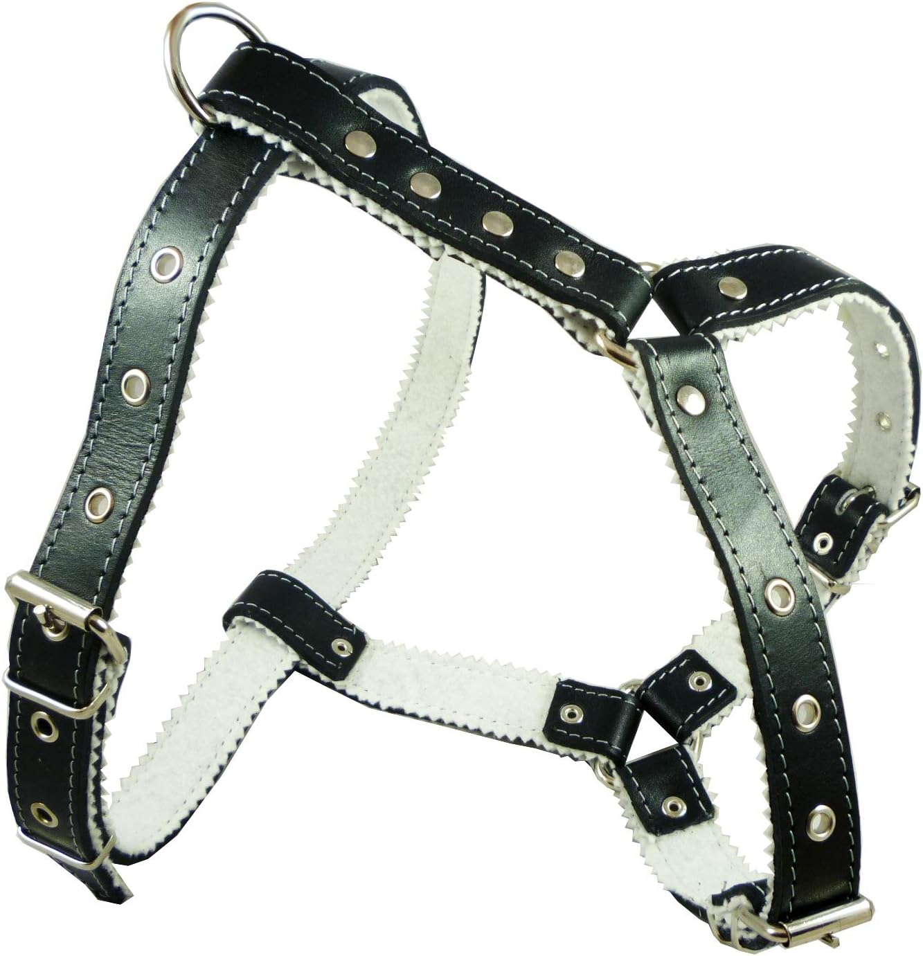 Dogs My Love Genuine Leather Dog Harness Padded, Fits 17" - 21" Chest, Poodle, Boston Terrier