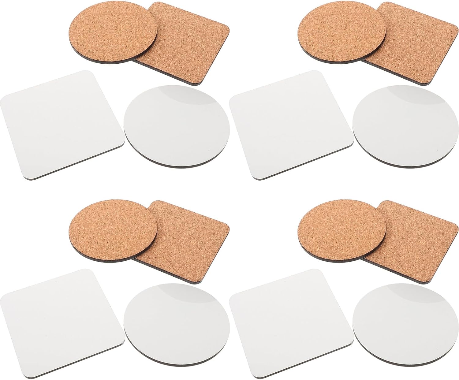 NUOBESTY 24pcs Sublimation Coaster Blanks MDF and Square Heat Transfer Wooden Blanks White DIY Beverage Drink Coasters for Home Crafting and Decoration