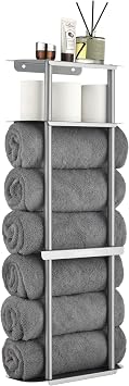 Towel Storage Rack Wall for Bathroom, Camping Chair Holder with Shelves | more durable 1mm thickened carbon steel than others 0.6mm | store 5-6 standard large bath towels or 8-10 hand towels