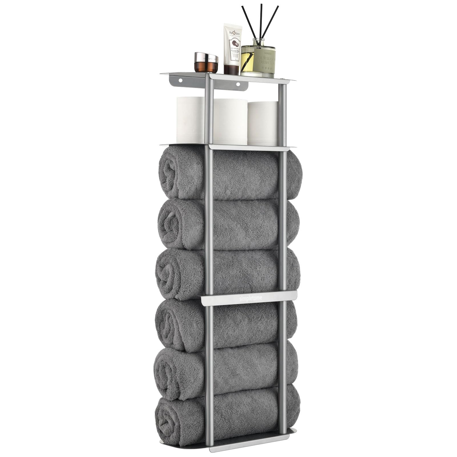 Towel Storage Rack Wall for Bathroom, Camping Chair Holder with Shelves