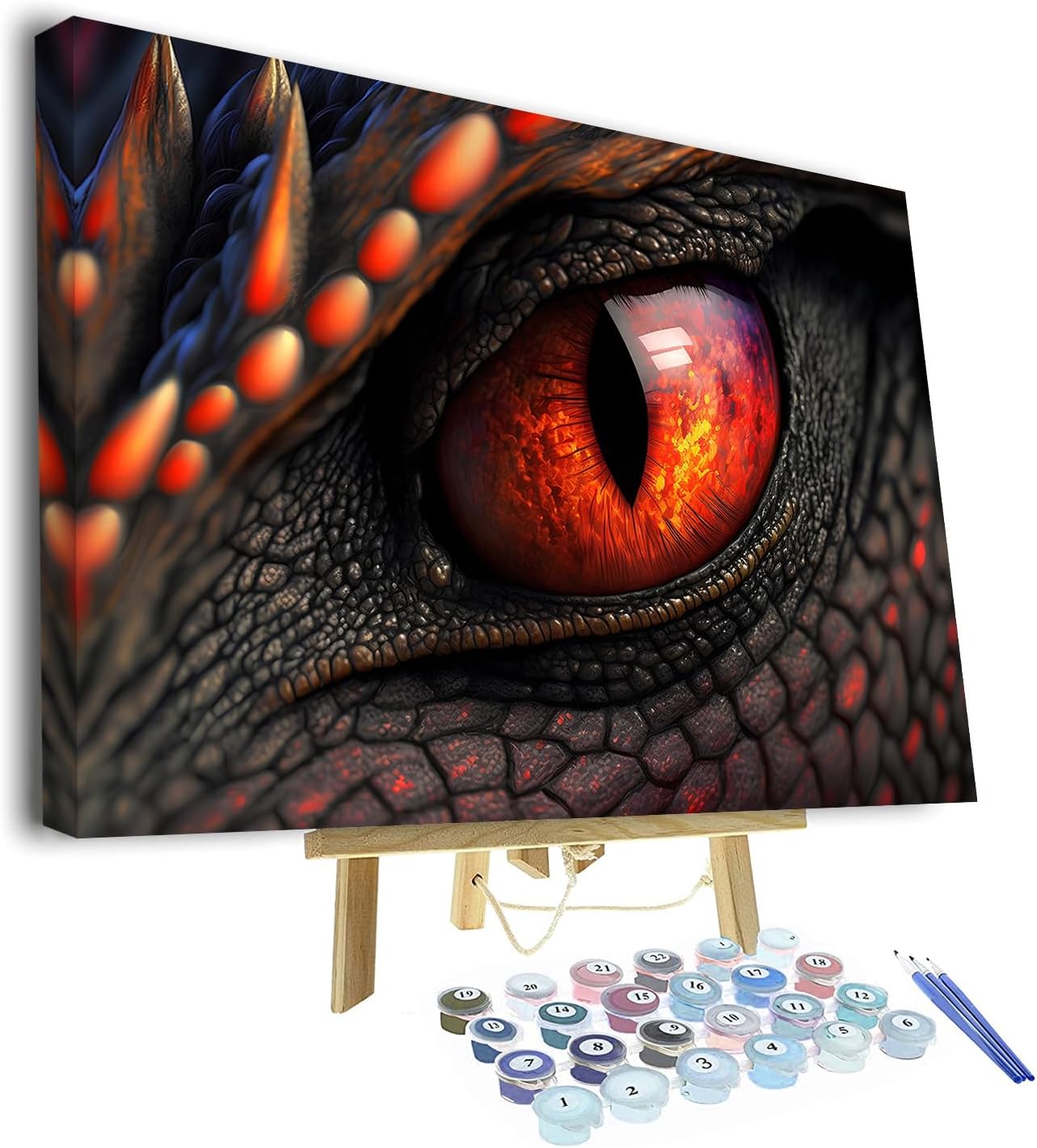 TUMOVO Dragon Eyes Paint by Numbers for Adults Beginner, Fire Dragon DIY Paint by Numbers Kit for Adult, Fantasy Animal Paint by Number Red Eye,Abstract Kits for Adults 16"x20"(Framed)