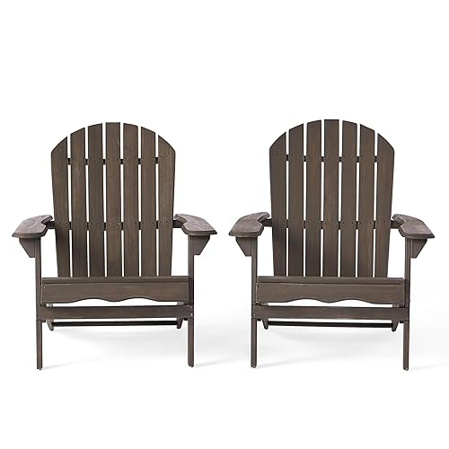 Christopher Knight Home Hanlee Folding Wood Adirondack Chairs, 2-Pcs Set,