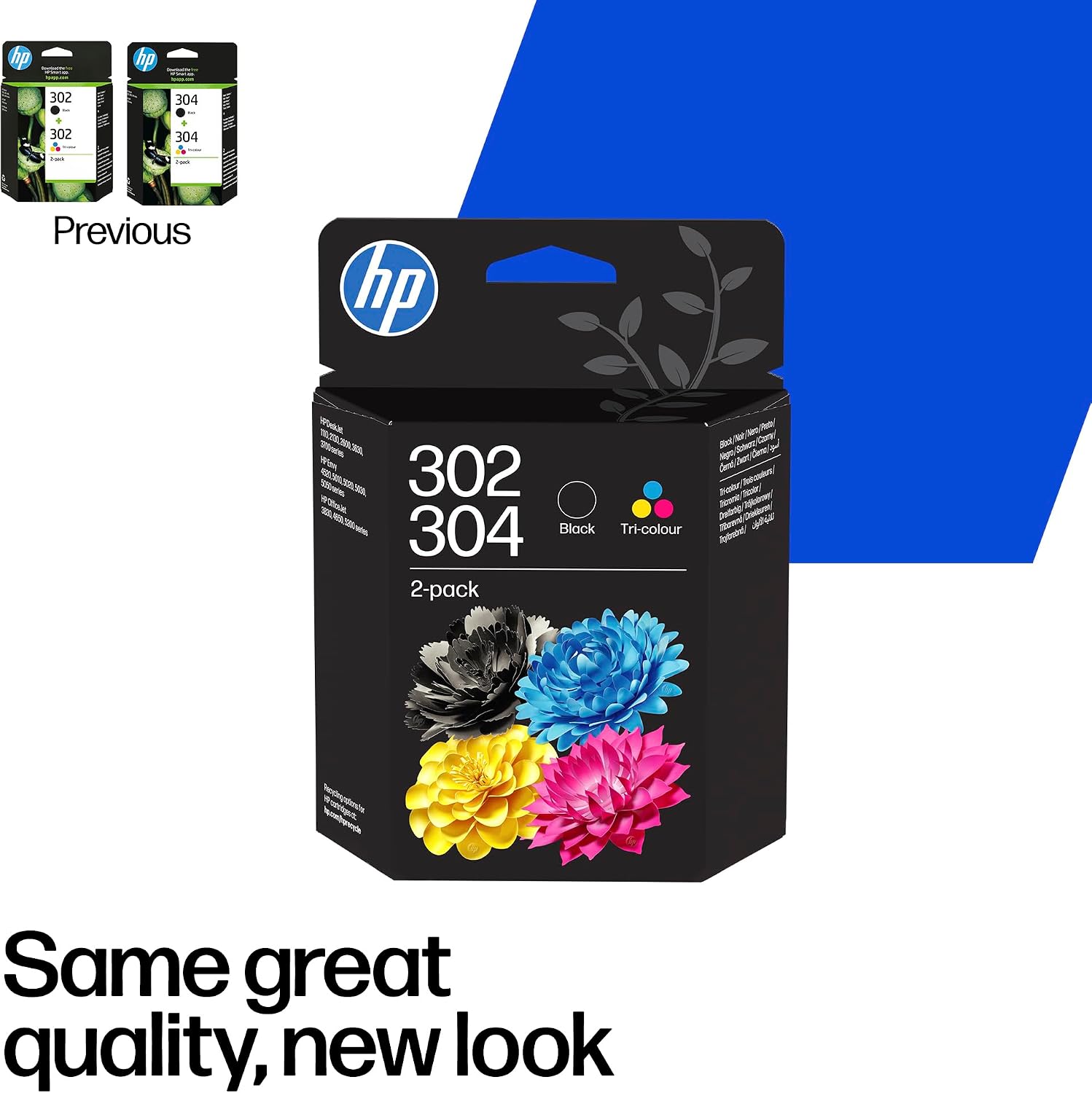 HP 302/304 Black/Tri-Color Original Ink Cartridge 2-Pack (B82L1AE)- Works DeskJet 1110, 2130, 3630, 2600 & 3700 series, OfficeJet 3830, 4650 series, ENVY 4520 series, 5020, 5030, 5032 New Version 2-PK