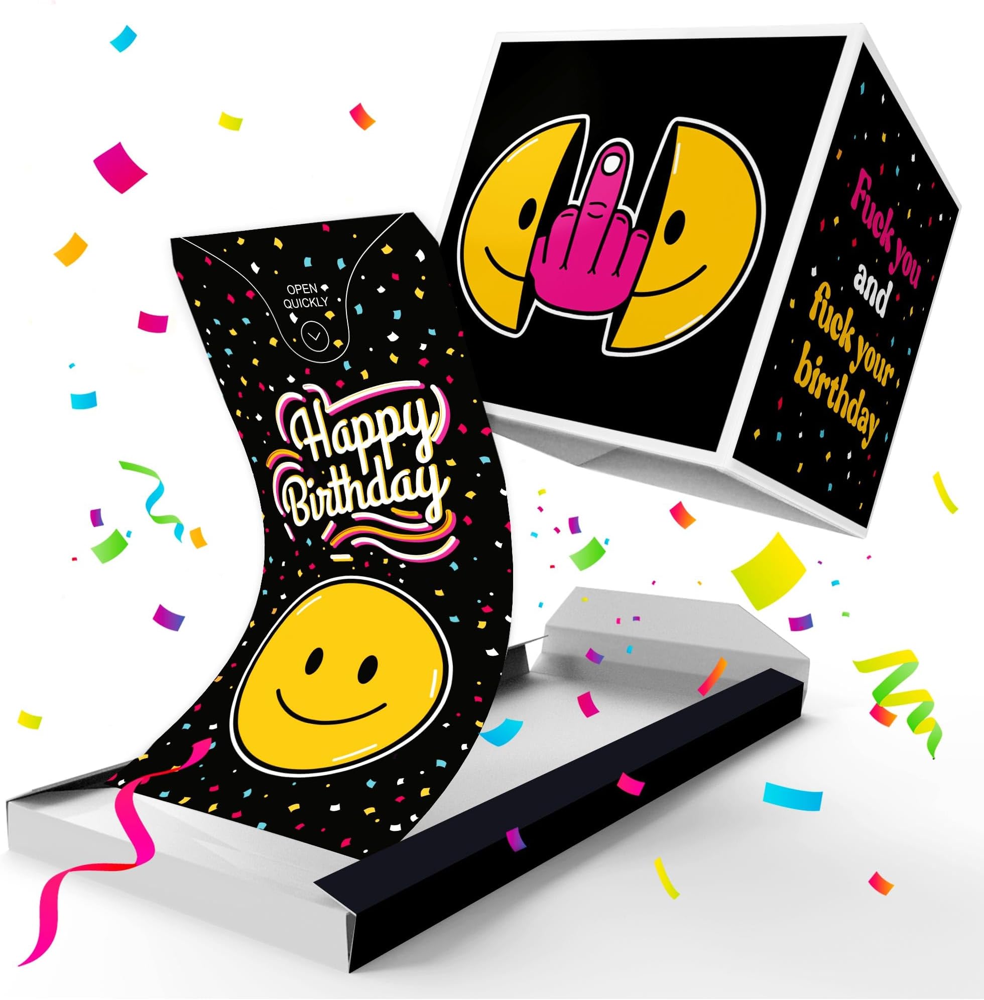 Notta&Belle FEEL LOVE EVERY MINUTE «BOOM» Surprise Birthday Prank Card Exploding Confetti (fck your bday) Pop up