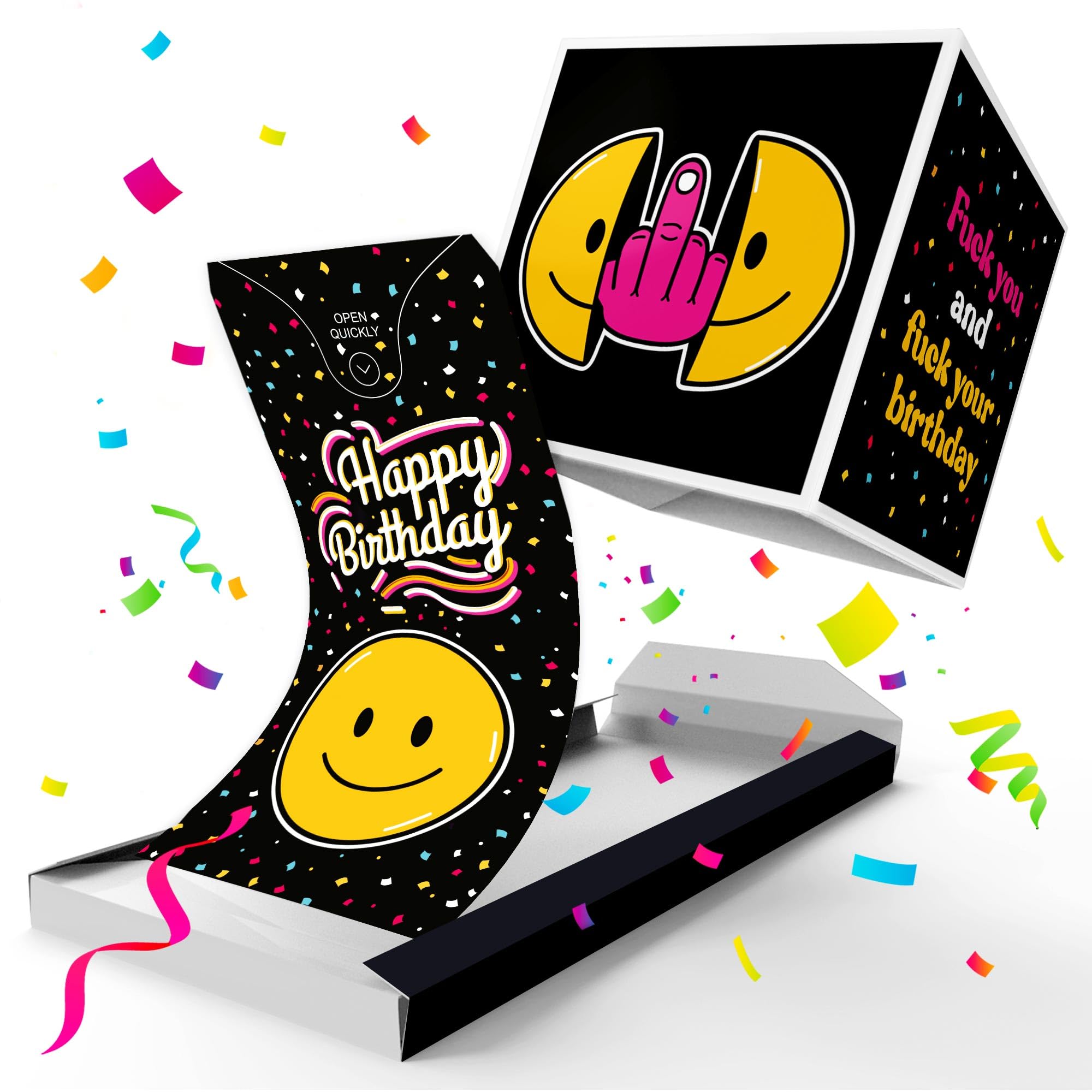 Notta&Belle FEEL LOVE EVERY MINUTE «BOOM» Surprise Birthday Prank Card Exploding Confetti (fck your bday) Pop up