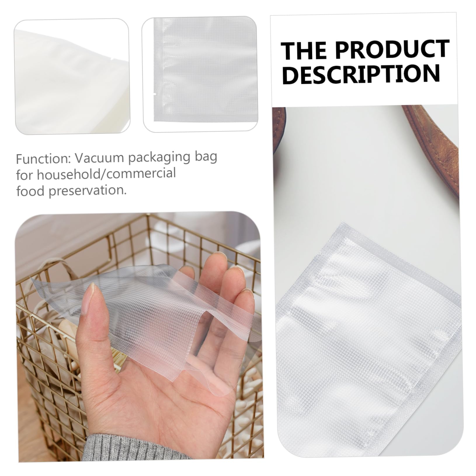 Garneck Puncture-resistant Vacuum Sealer Bags 100pcs Food Storage for Jerky Cheese Snacks Household Travel 15x10cm