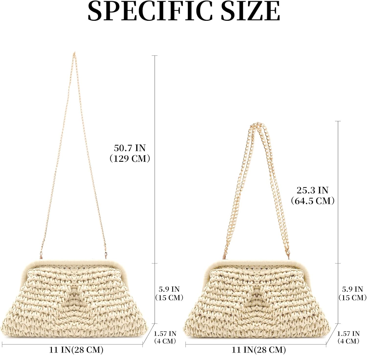 Straw Clutch Purses - Straw Crossbody Bags for Women Woven Purse Beach Handbags Cloud Dumpling Pouch - Image 3