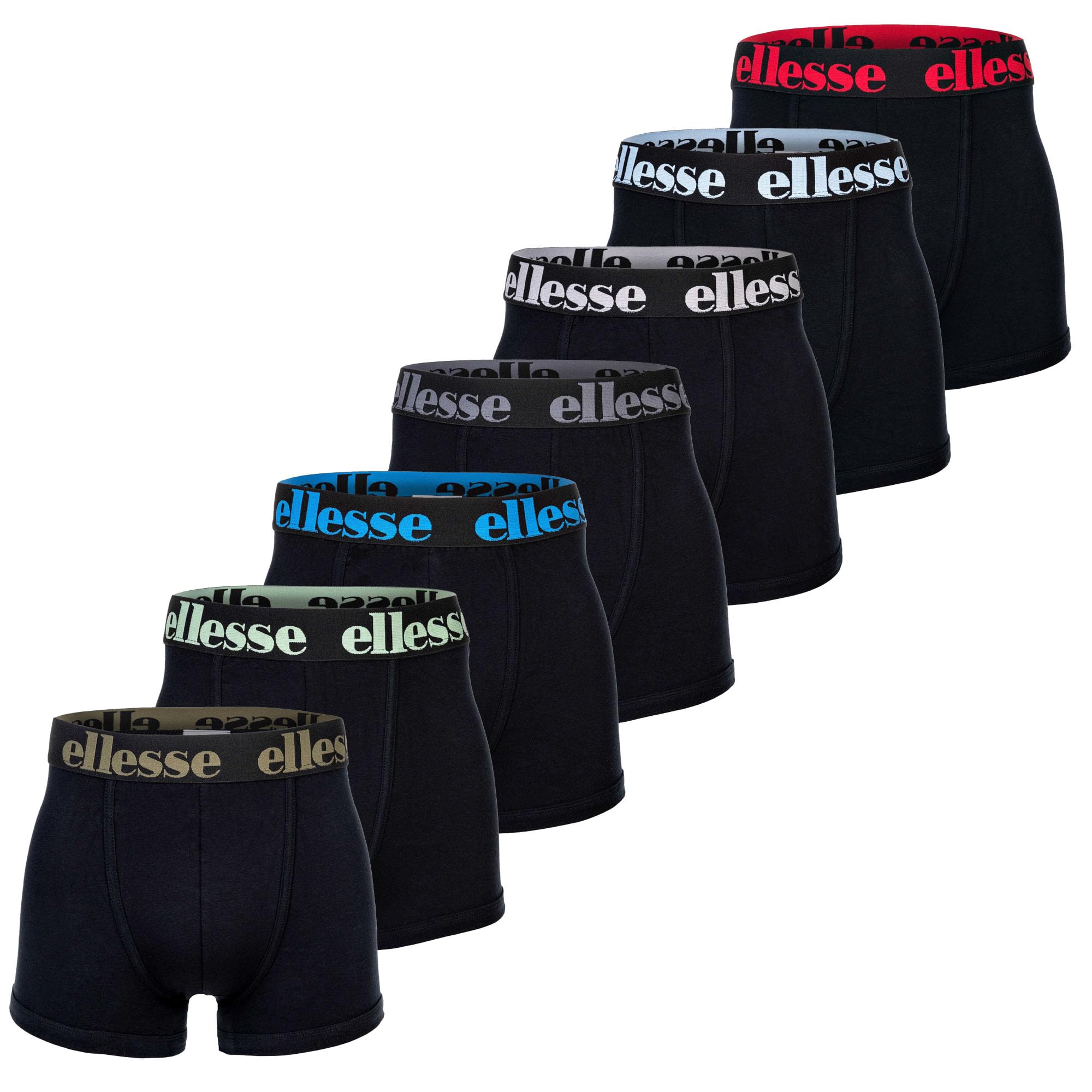 Ellesse Men's Black/Multi-Coloured Polka Dots Boxer Shorts, Pack Of 7 - Yema Boxer Shorts, Logo Waistband, Without Fly, Cotton Stretch, 3XL