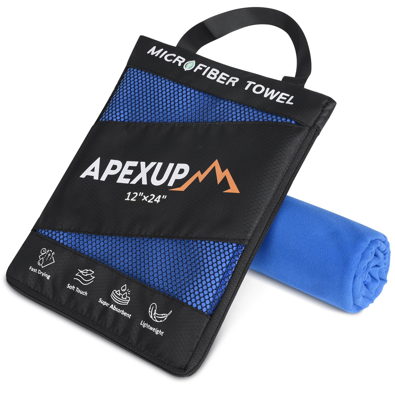 APEXUP Microfiber Travel Towel, Ultra Absorbent Quick Dry Towels, Lightweight Gym Sports Camping Towel for Workout, Yoga, Beach, Shower, Swimming (24"