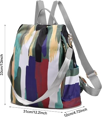 Women's Backpacks, Anti-Theft Backpack for Women, Rucksack Shoulder Bags Ladies, Waterproof Nylon Daypack, Casual Travel Backpack, Lightweight Travel Bag School Bags for Girls Women (Colorful)
