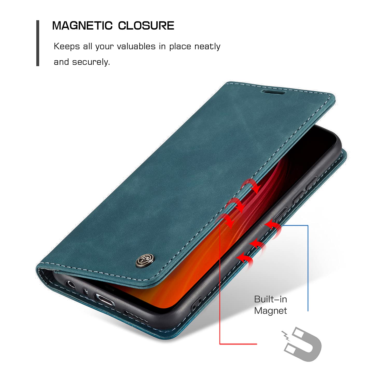 Chocoyi Custodia per Xiaomi Redmi Note 8 Flip Caso in PU Pelle Premium Portafoglio Custodia,Supporto Stand,Chiusura Magnetica-Blu