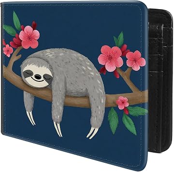 Front Pocket Slim Bifold Leather Wallet RFID Blocking with ID Window/Sloth GC1063