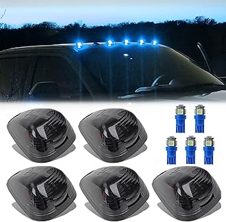 Atmufelp 5X Black Smoke Lens Cab Roof Marker Running Lamps Compatible with Ice Blue LED Lights for Ford F150 F250 F350 F450 F550 F650 F750 E150 E250 E350 E450 1999-2016 - Super Duty Pickup Trucks