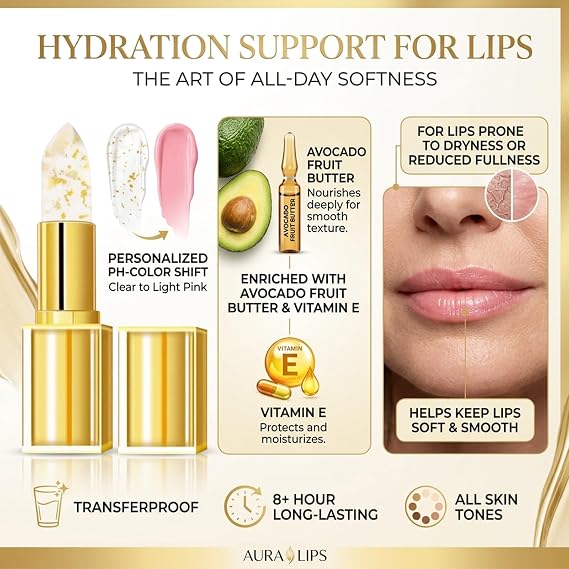 Areliaa signature Lipstick, PH Color-Changing for Mature Women, Clear to Sheer Pink, Non-Sticky & Long-Lasting 8+Hrs, Moisturizing Lip Care No Drying, Flatters All Skin Tones (1)
