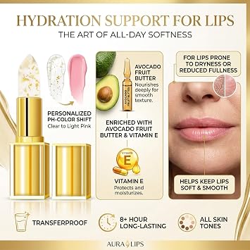 Areliaa signature Lipstick, PH Color-Changing for Mature Women, Clear to Sheer Pink, Non-Sticky & Long-Lasting 8+Hrs, Moisturizing Lip Care No Drying, Flatters All Skin Tones (1)