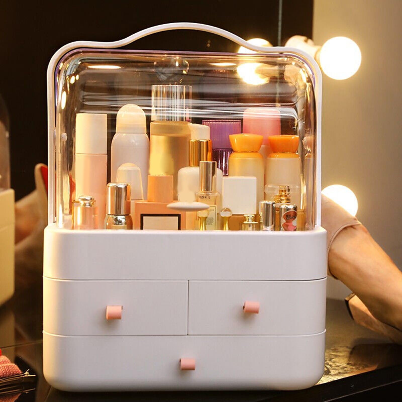 Make up Organizer mit viel Platz Aufbewahren verschiedener Kosmetik Accessoires für Beauty Enthusiasten und Make up Künstler PVC Organizer