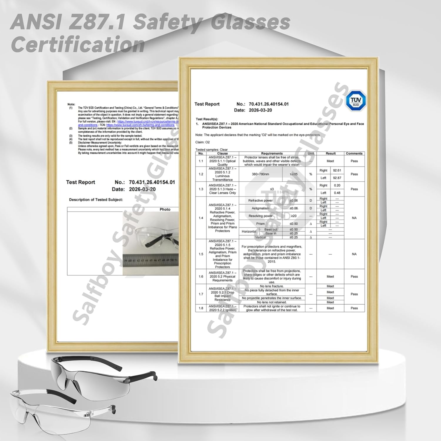 Safety Glasses for Men Women ANSI Z87.1 Safety Glasses Bulk Protective Eyewear Scratch-Resistant