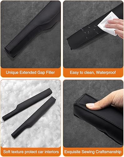 Miniatura 4 de Paquete de 2 rellenos de cuero para asiento de automóvil, bloqueador de grietas entre el asiento y la consola central para automóvil, camión, SUV,