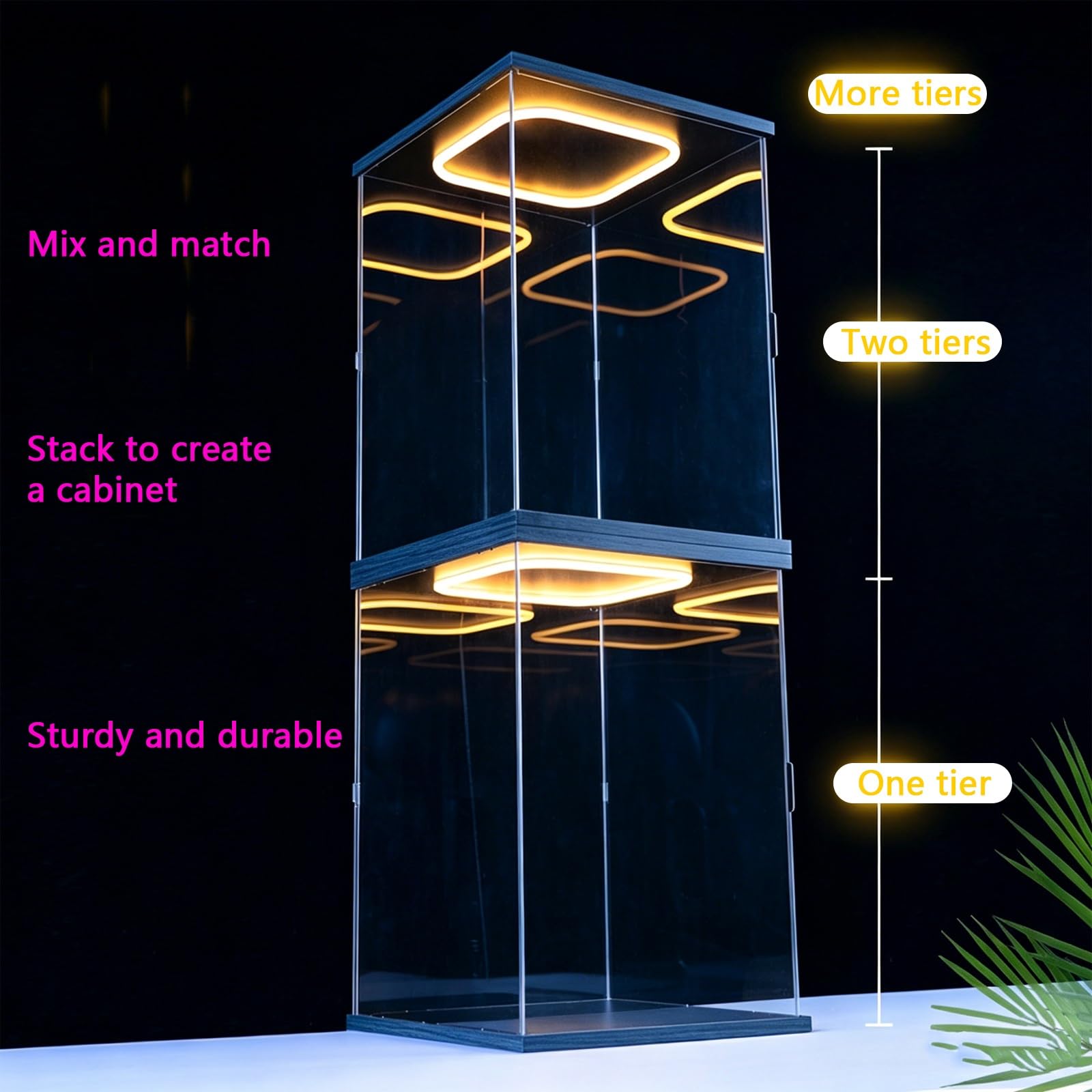 Scatola Espositiva Cubica Trasparente, Vetrina Acrilica Spessa 2,5 Mm, Visualizzazione Senza Ostacoli A 360°, Vetrina Alta For Oggetti Da Collezione(L45xW40xH40cm(L18xW16xH16in))
