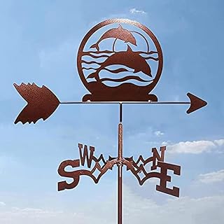 Weather Vane Stainless Steel Weather Vane Durable Fish Motorcycles Dolphins Cars Silhouettes Retro Farm Scene Garden Stake Weathervane Wind Vane Weathercock Professional Measuring Tools (Dolphins)