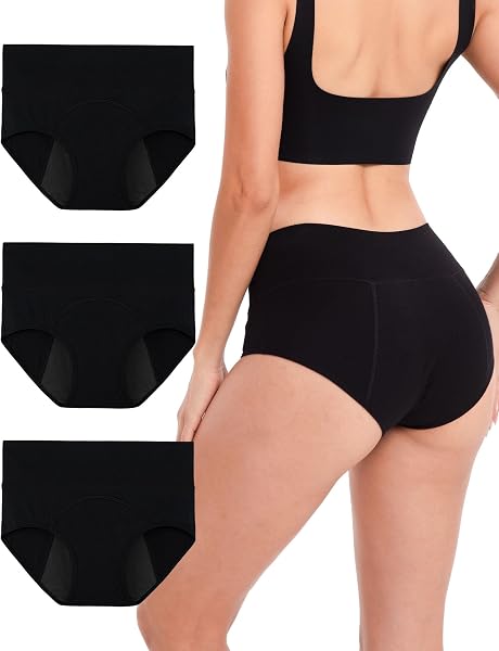 INNERSY Culotte Menstruelle Absorbante Femme Coton Taille Haute Slip Post Accouchement Lot de 3 (Doit être utilisé avec des tampons) - 1