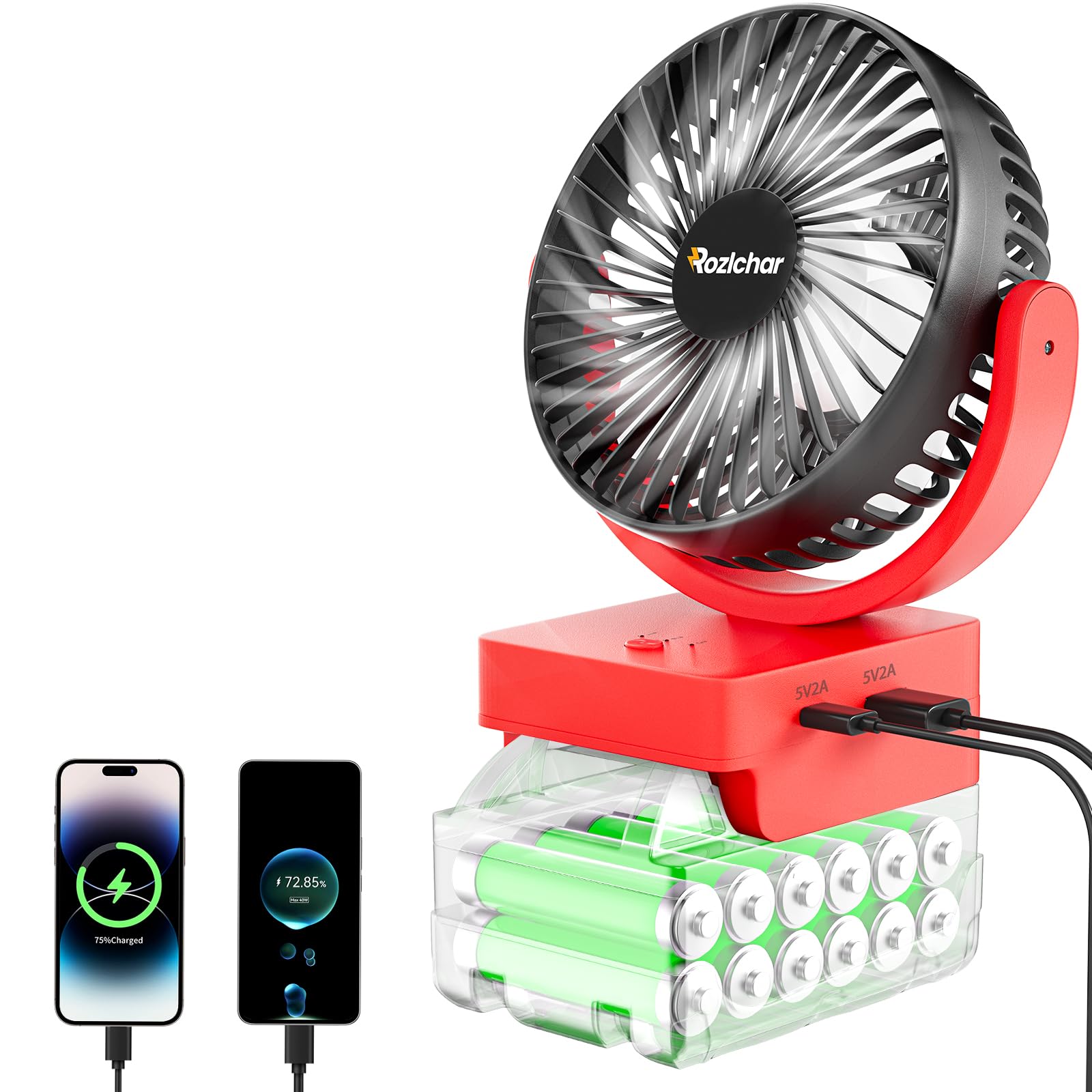HIGH POWER FAN UNIT & BATTERY×２ セット Amazon.com: KITWLEMEN 20000mAh Battery Powered Camping Fan - 58H