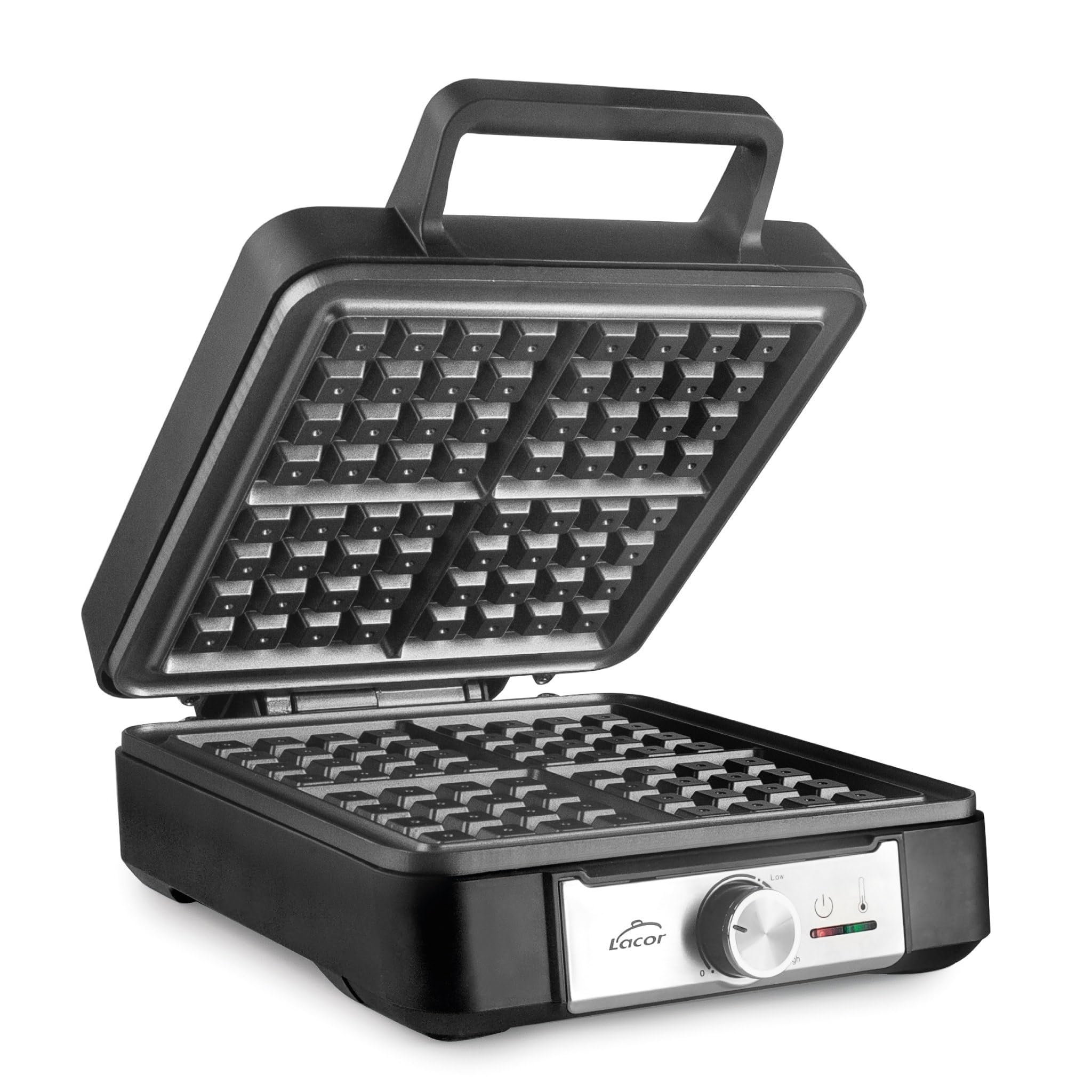 Lacor 69434 - Gaufrier électrique pour 4 gaufres à Gand, 25 x 32 x 12 cm | Ustensile professionnel durable; conçu pour un rendement optimal y nettoyage rapide et facile au lave-vaisselle