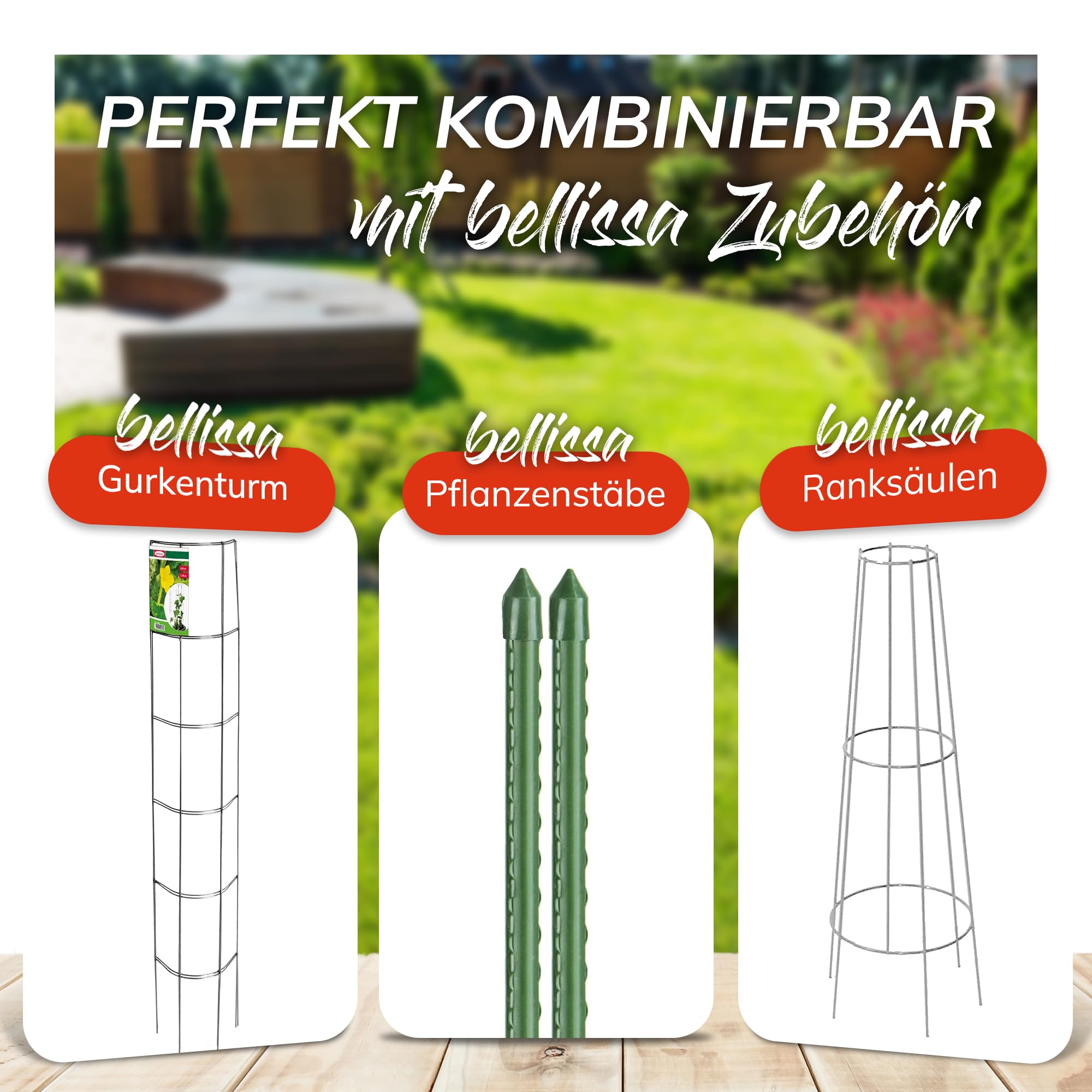 bellissa 1 Stück - Gurken-Gitter und Rankhilfe für Gurkenpflanzen und Gemüse – Rank- für Topfpflanzen grün 121x77 cm
