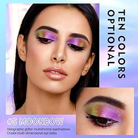 MAKI YIKA 3Pc Glitter Eyeshadow Liquid Multichrome Eyeshadows Long Lasting, Metallic Chameleon Eye Shadow Smudgeproof Holographic Eye Topper Glitters (1+5+6)