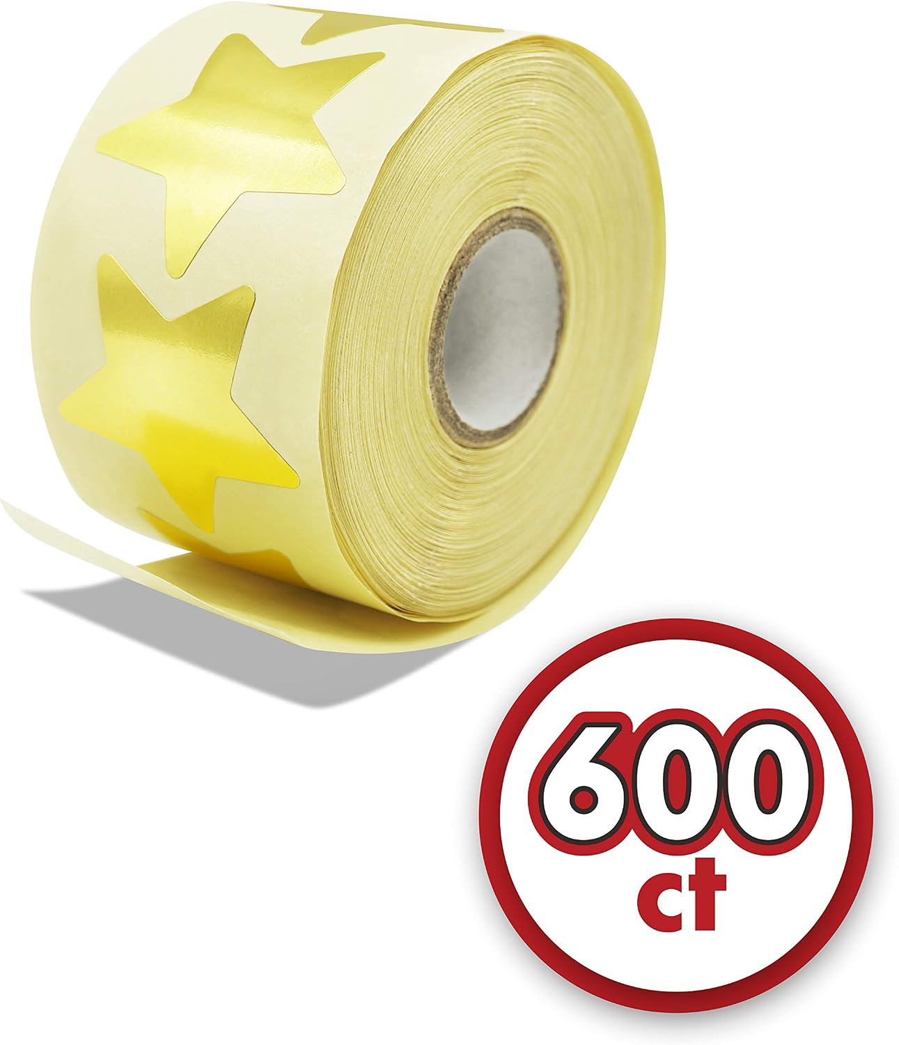 600 Metallic Golden Star Shaped Foil Labels Stickers in Roll (Each Measures 1.5" in Diameter)